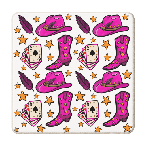 Texas Hold Em Cowgirl Pattern - personalised beer coaster by PixieDrew