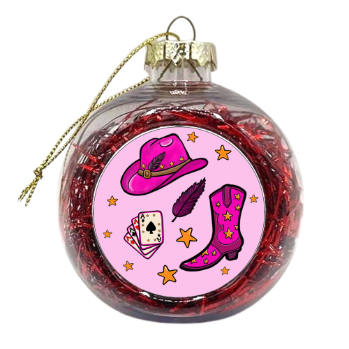 Texas Hold Em Cowgirl Pattern - xmas bauble by PixieDrew