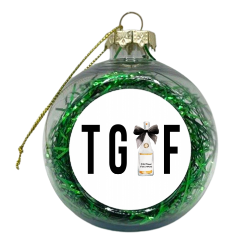 TGIF (Thank God It's Friday) Champagne Bottle - xmas bauble by Toni Scott