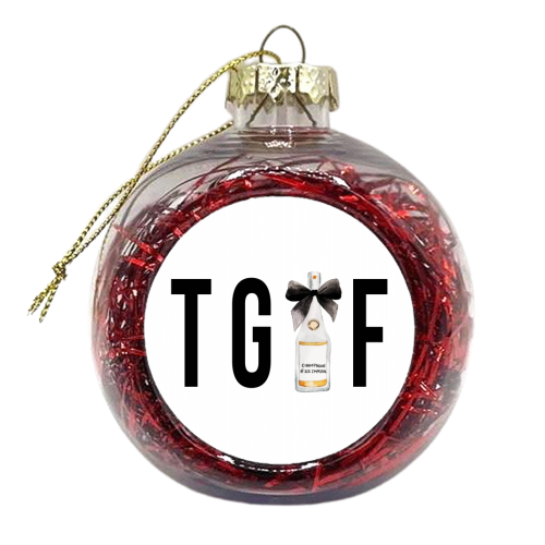 TGIF (Thank God It's Friday) Champagne Bottle - xmas bauble by Toni Scott