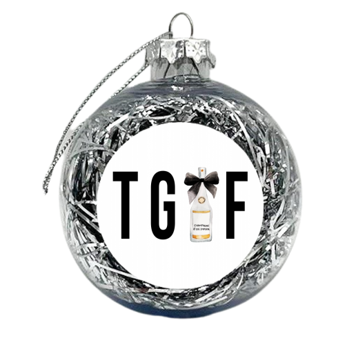 TGIF (Thank God It's Friday) Champagne Bottle - xmas bauble by Toni Scott