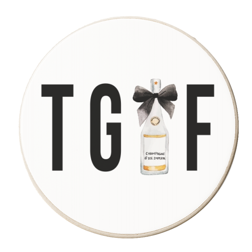 TGIF (Thank God It's Friday) Champagne Bottle - personalised beer coaster by Toni Scott