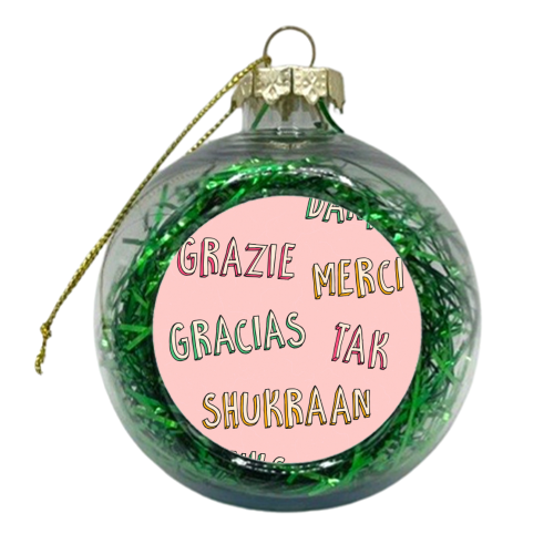 Thank You in Different Languages - xmas bauble by Lisa Wardle