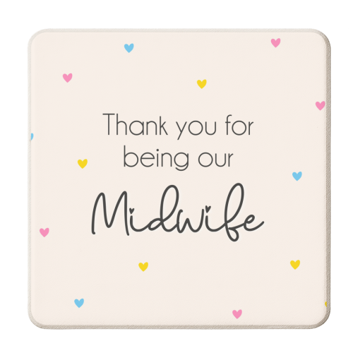 Thank You Midwife heart Design - personalised beer coaster by Lisa Wardle
