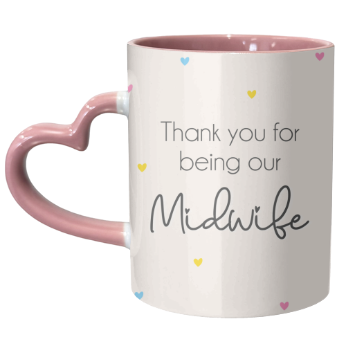 Thank You Midwife heart Design - unique mug by Lisa Wardle