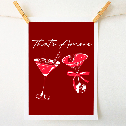 That's Amore Cherry Cocktail Illustration - A1 - A4 art print by EZbie