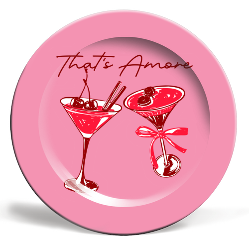 That's Amore Cherry Cocktail Illustration - ceramic dinner plate by EZbie