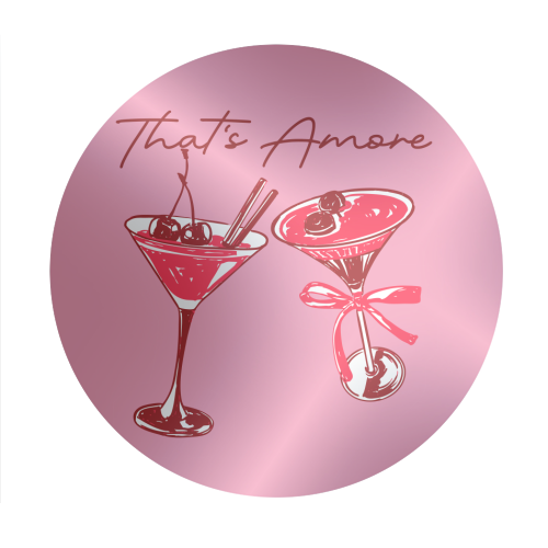 That's Amore Cherry Cocktail Illustration - Circle Sticker by EZbie