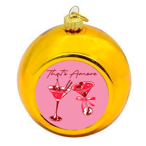 That's Amore Cherry Cocktail Illustration - colourful christmas bauble by EZbie