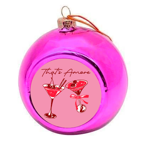 That's Amore Cherry Cocktail Illustration - colourful christmas bauble by EZbie