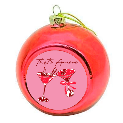 That's Amore Cherry Cocktail Illustration - colourful christmas bauble by EZbie