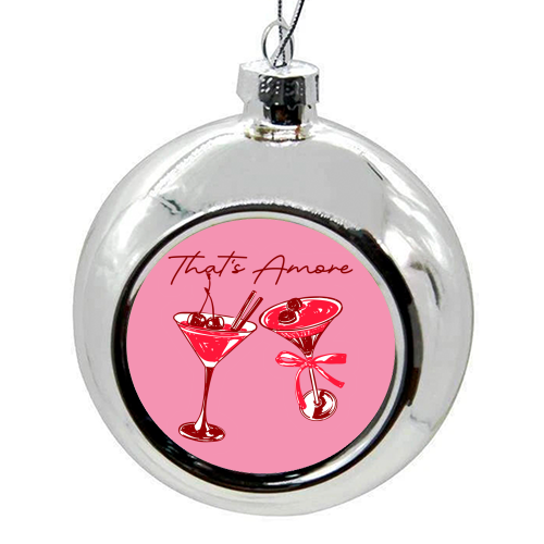 That's Amore Cherry Cocktail Illustration - colourful christmas bauble by EZbie