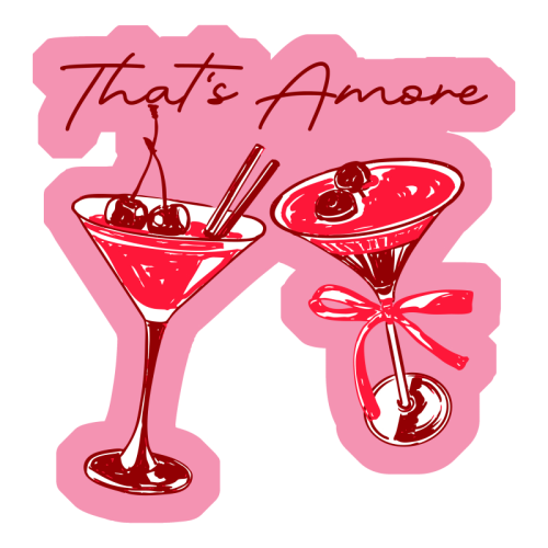 That's Amore Cherry Cocktail Illustration - Die Cut Sticker by EZbie