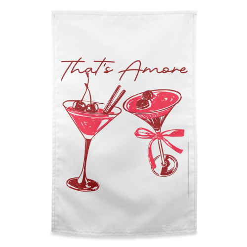 That's Amore Cherry Cocktail Illustration - funny tea towel by EZbie