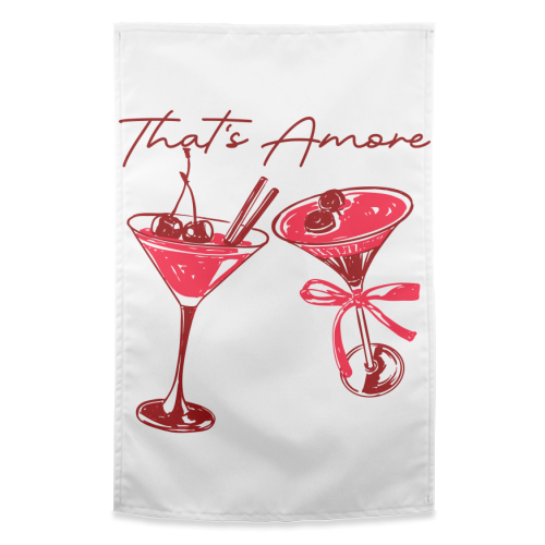 That's Amore Cherry Cocktail Illustration - funny tea towel by EZbie