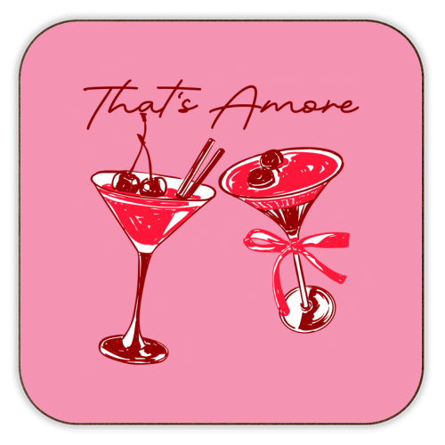 That's Amore Cherry Cocktail Illustration - personalised beer coaster by EZbie