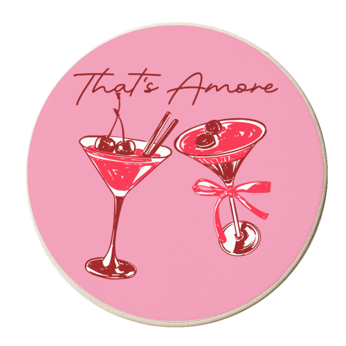 That's Amore Cherry Cocktail Illustration - personalised beer coaster by EZbie