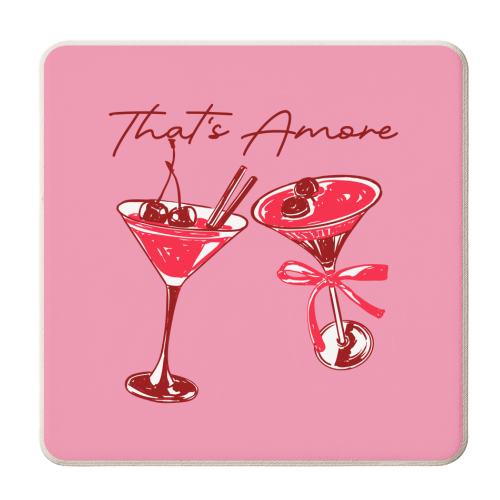 That's Amore Cherry Cocktail Illustration - personalised beer coaster by EZbie