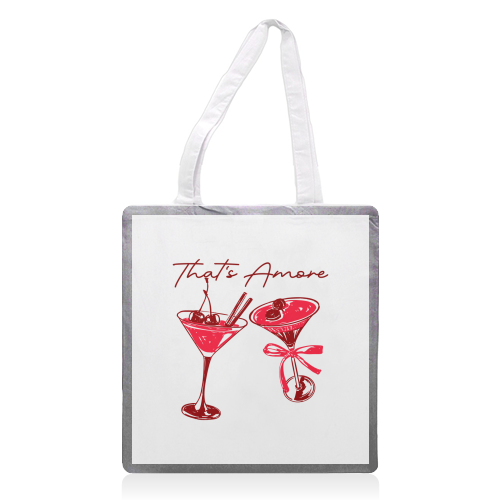That's Amore Cherry Cocktail Illustration - printed canvas tote bag by EZbie