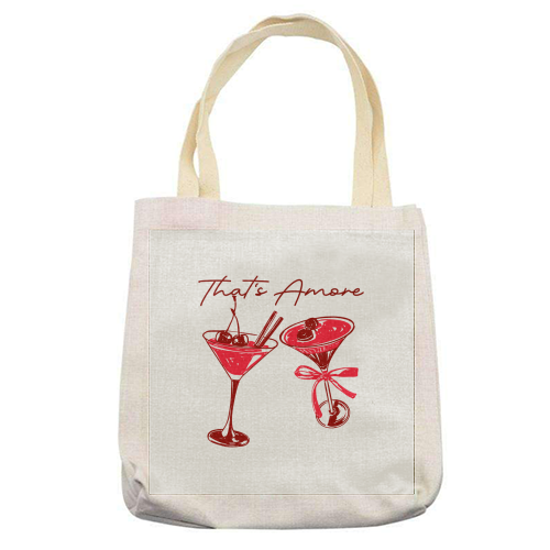 That's Amore Cherry Cocktail Illustration - printed canvas tote bag by EZbie