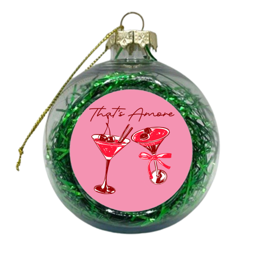That's Amore Cherry Cocktail Illustration - xmas bauble by EZbie