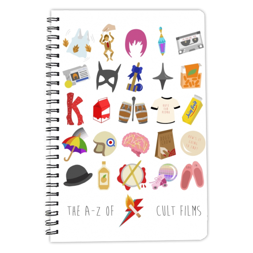 The A-Z of cult films - personalised A4, A5, A6 notebook by Stonefoxes