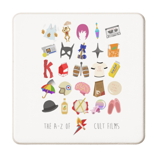 The A-Z of cult films - personalised beer coaster by Stonefoxes