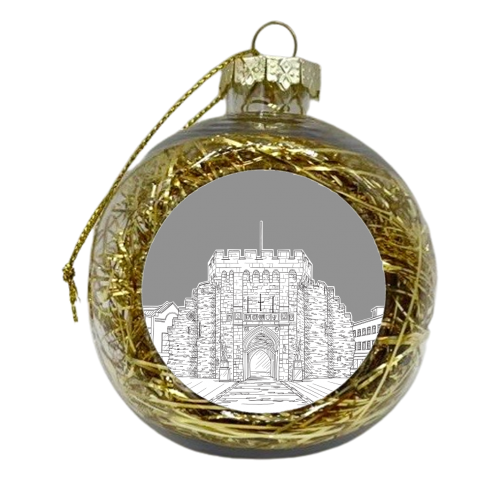 The Bargate, Southampton (UK) - Grey Colour Pop Background - xmas bauble by Adam Regester
