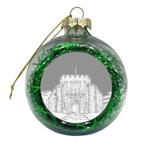 The Bargate, Southampton (UK) - Grey Colour Pop Background - xmas bauble by Adam Regester