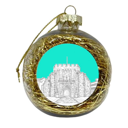 The Bargate, Southampton (UK) - Turquoise version - xmas bauble by Adam Regester
