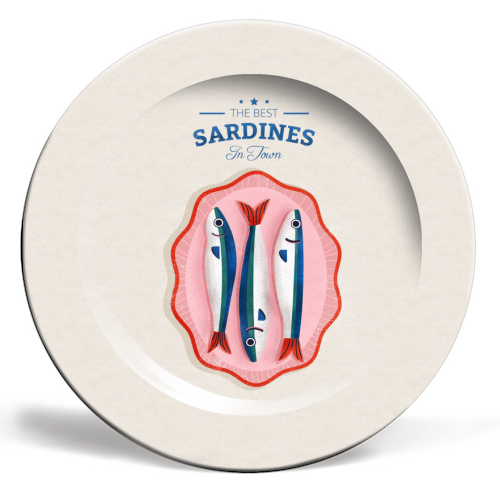 The Best Sardines - ceramic dinner plate by Ania Wieclaw