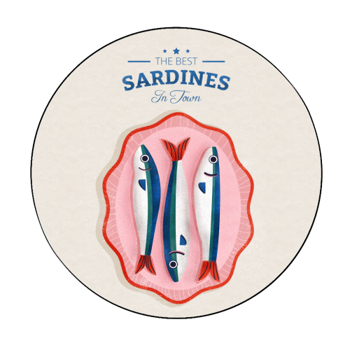 The Best Sardines - Circle Sticker by Ania Wieclaw