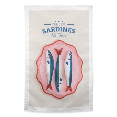 The Best Sardines - funny tea towel by Ania Wieclaw