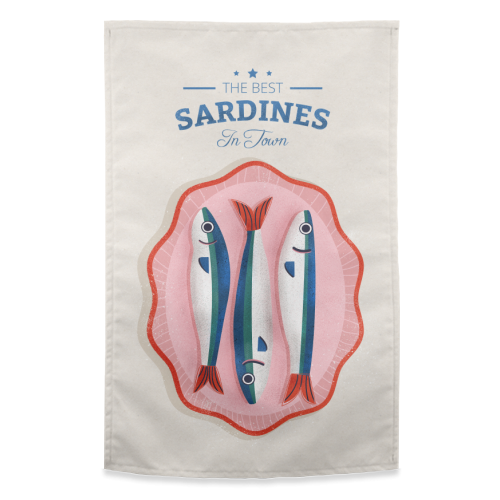 The Best Sardines - funny tea towel by Ania Wieclaw