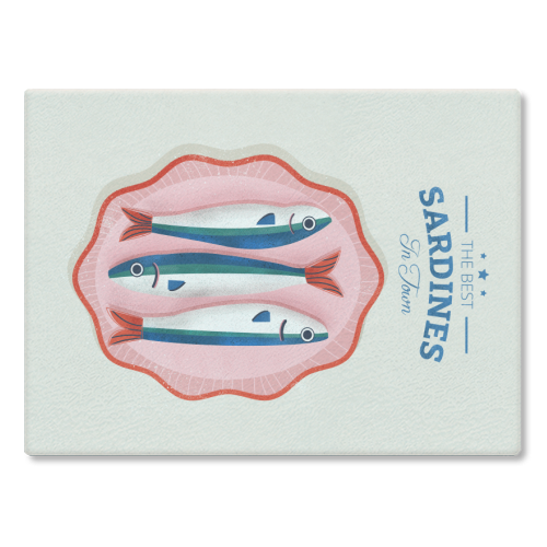 The Best Sardines - glass chopping board by Ania Wieclaw