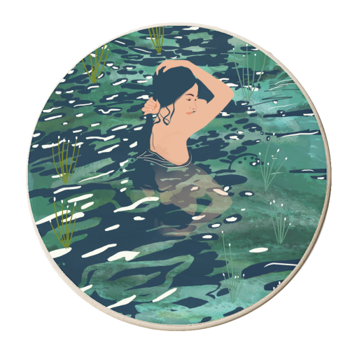 The Birth of a Lake, Wild Nature Landscape Painting, Bohemian Woman Free Spirit - personalised beer coaster by Uma Prabhakar Gokhale