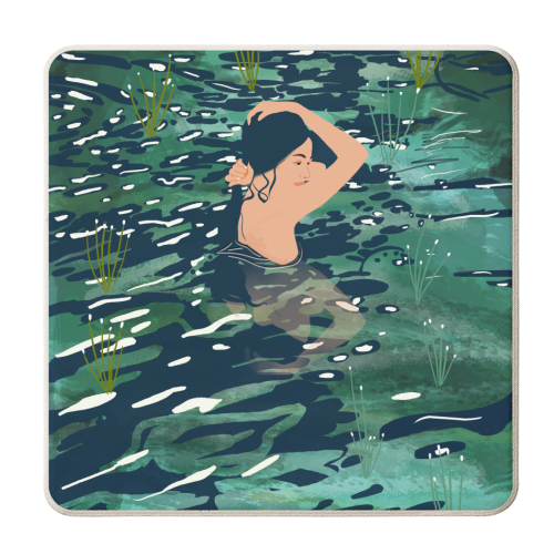The Birth of a Lake, Wild Nature Landscape Painting, Bohemian Woman Free Spirit - personalised beer coaster by Uma Prabhakar Gokhale