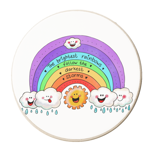 The brightest rainbows follow the darkest stars - personalised beer coaster by PixieDrew