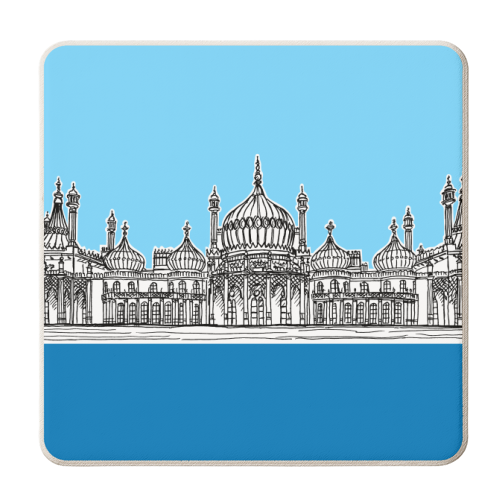 The Brighton Pavilion, East Sussex UK (Blues) - personalised beer coaster by Adam Regester