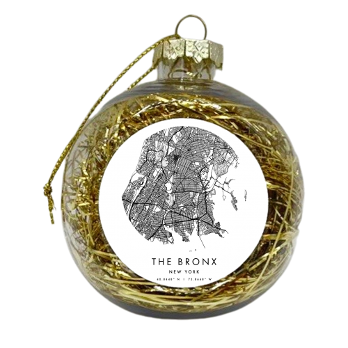 The Bronx New York Minimal Modern Circle Street Map - xmas bauble by Toni Scott