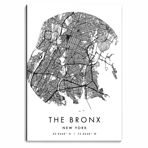 The Bronx New York Minimal Modern Circle Street Map - personalised A4, A5, A6 notebook by Toni Scott