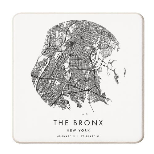 The Bronx New York Minimal Modern Circle Street Map - personalised beer coaster by Toni Scott