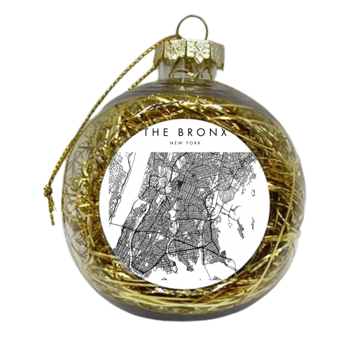 The Bronx New York Minimal Modern Street Map - xmas bauble by Toni Scott