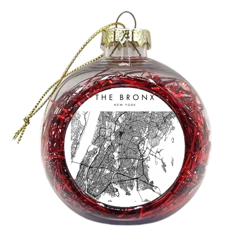 The Bronx New York Minimal Modern Street Map - xmas bauble by Toni Scott