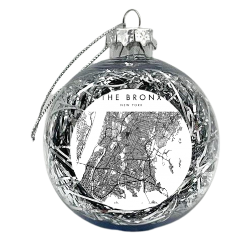 The Bronx New York Minimal Modern Street Map - xmas bauble by Toni Scott