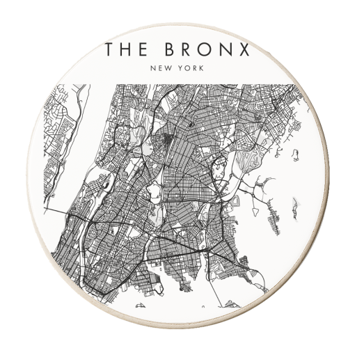 The Bronx New York Minimal Modern Street Map - personalised beer coaster by Toni Scott