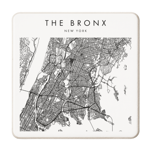 The Bronx New York Minimal Modern Street Map - personalised beer coaster by Toni Scott