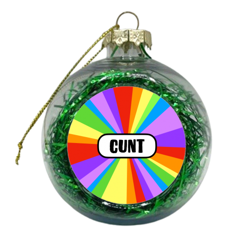 The 'C' word (Rainbow Burst Version) - xmas bauble by Adam Regester