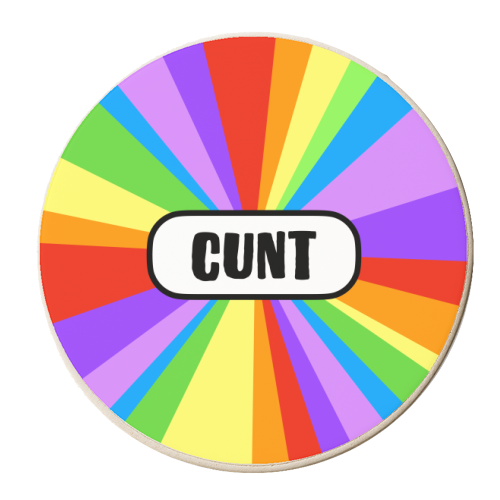 The 'C' word (Rainbow Burst Version) - personalised beer coaster by Adam Regester