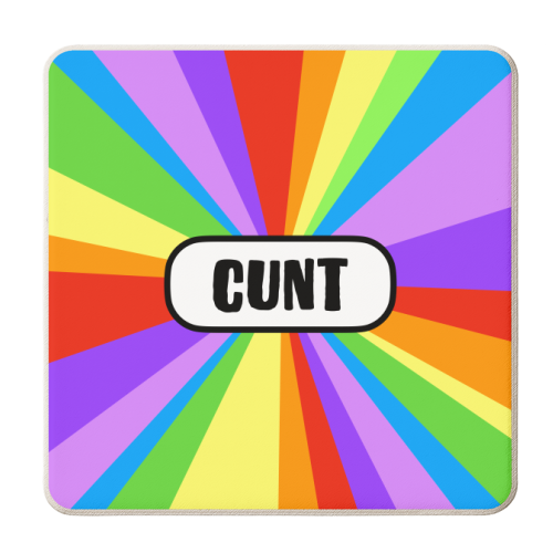 The 'C' word (Rainbow Burst Version) - personalised beer coaster by Adam Regester
